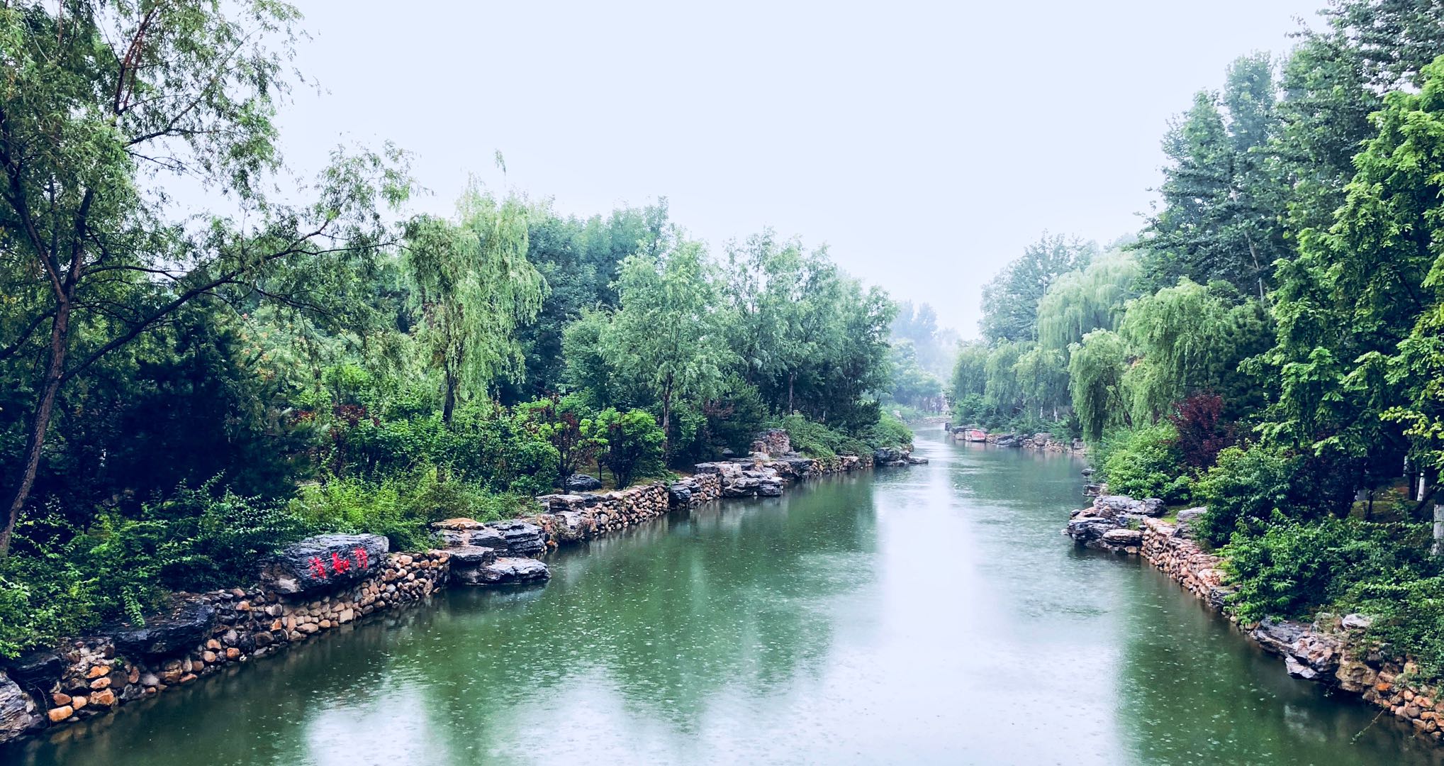 雨中海淀山后的某小公园